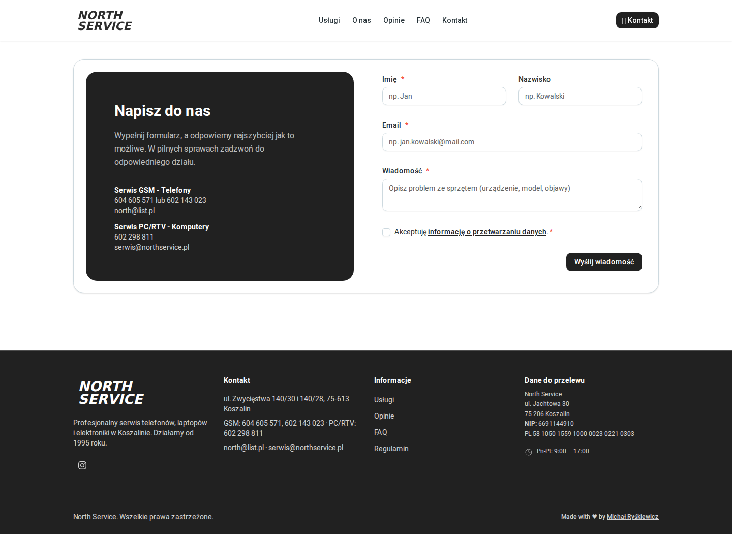 Stopka strony NorthService